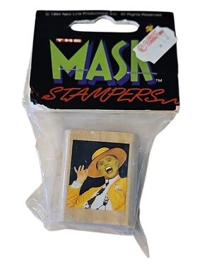 Vintage "The Mask" 1994 Wooden Stamp In Sealed Original Packaging